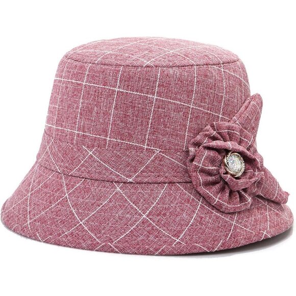 Women Foldable Cotton Linen Cloche Hat Sun Protection Elegant Wedding Party main image 2
